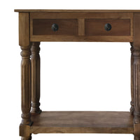 Traditional Wooden Console Table with 4 Drawers and Turned Legs, Brown - UPT-197308