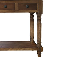 Traditional Wooden Console Table with 4 Drawers and Turned Legs, Brown - UPT-197308