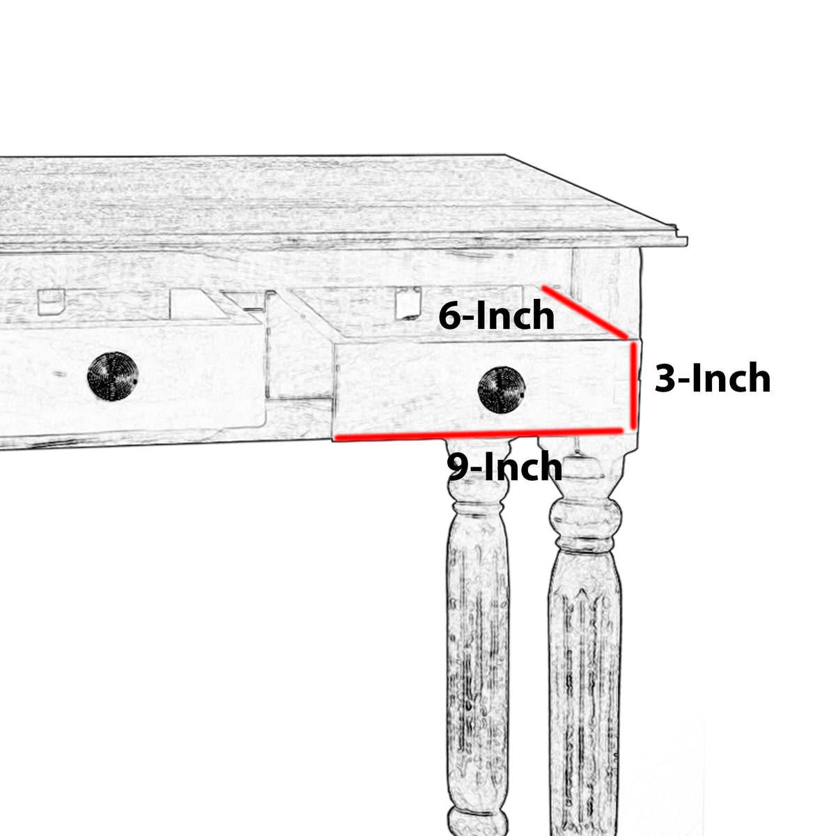 Traditional Wooden Console Table with 4 Drawers and Turned Legs, Brown - UPT-197308