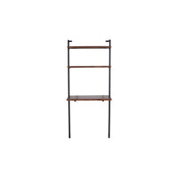 Industrial 3 Tier Mango Wood Ladder Storage Wall Shelf with Tubular Frame, Brown and Black - UPT-197867