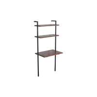 Industrial 3 Tier Mango Wood Ladder Storage Wall Shelf with Tubular Frame, Brown and Black - UPT-197867