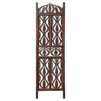 Decorative 3 Panel Mango Wood Screen with Abstract Carvings, Brown - UPT-200175