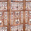 Handcrafted 3 Panel Mango Wood Screen with Cutout Filigree Carvings, Brown - UPT-200176