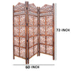3 Panel Mango Wood Screen with Intricate Cutout Carvings, Brown - UPT-200177