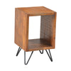 22 Inch Textured Cube Shape Wooden Nightstand with Angular Legs, Brown and Black - UPT-204787