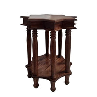 22 Inch French Design Handcrafted Mango Wood Side Table with Star Shape, Brown - UPT-213128
