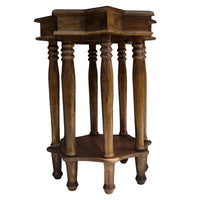 22 Inch French Design Handcrafted Mango Wood Side Table with Star Shape, Brown - UPT-213128
