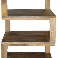 Etagere Stacked Cube Design Mango Wood End SideTable with 3 Shelves, Brown - UPT-213130