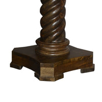 Round Mango Wood Table with Twisted Pedestal Base and Molded Top, Dark Brown - UPT-213135