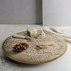 Round Mango Wood Decorative Carved Turntable Lazy Susan with Filigree Engraving, Brown - UPT-214884