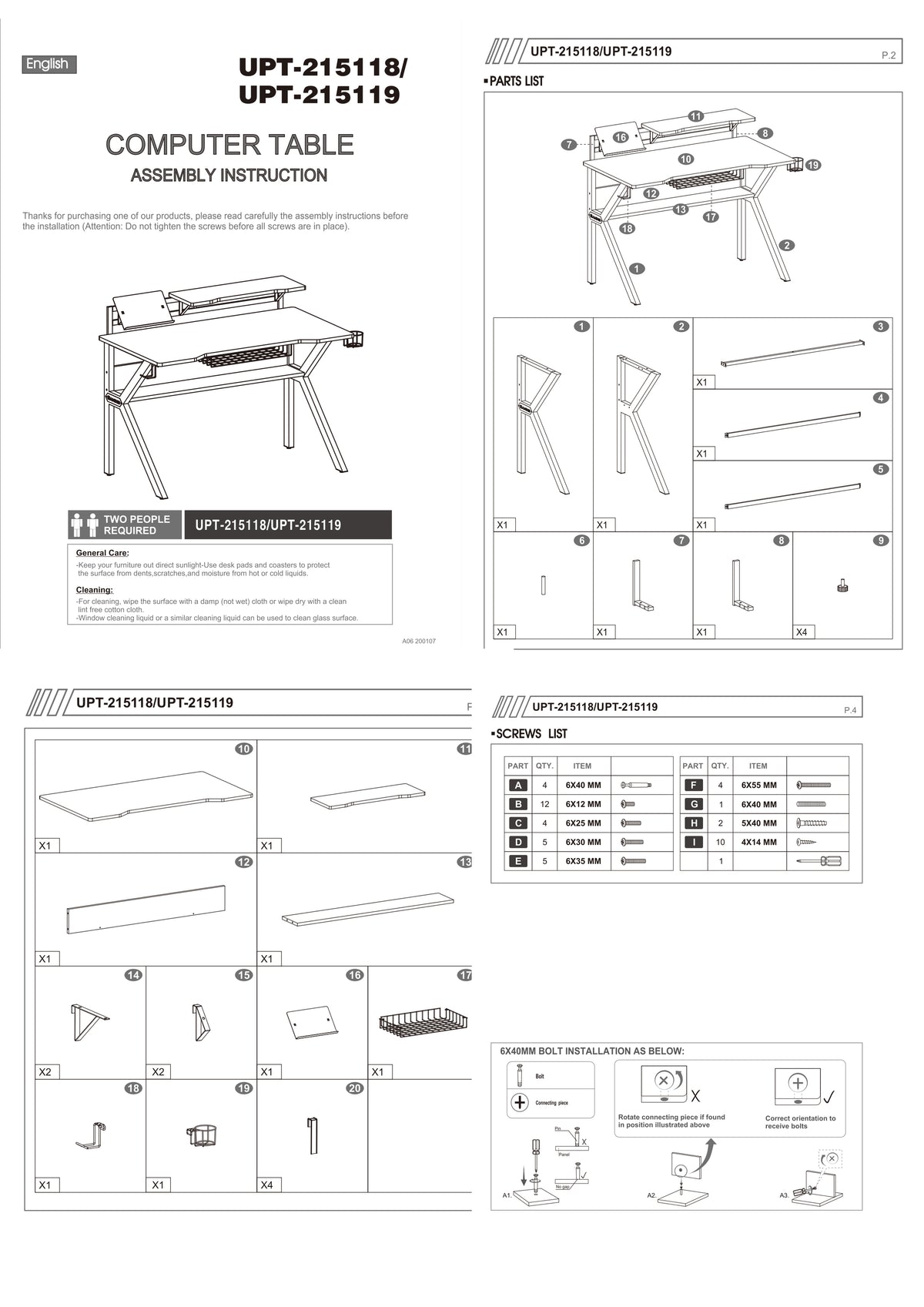 Liv PVC Coated Ergonomic Metal Frame Gaming Desk with K Shape Legs, Black- UPT-215119