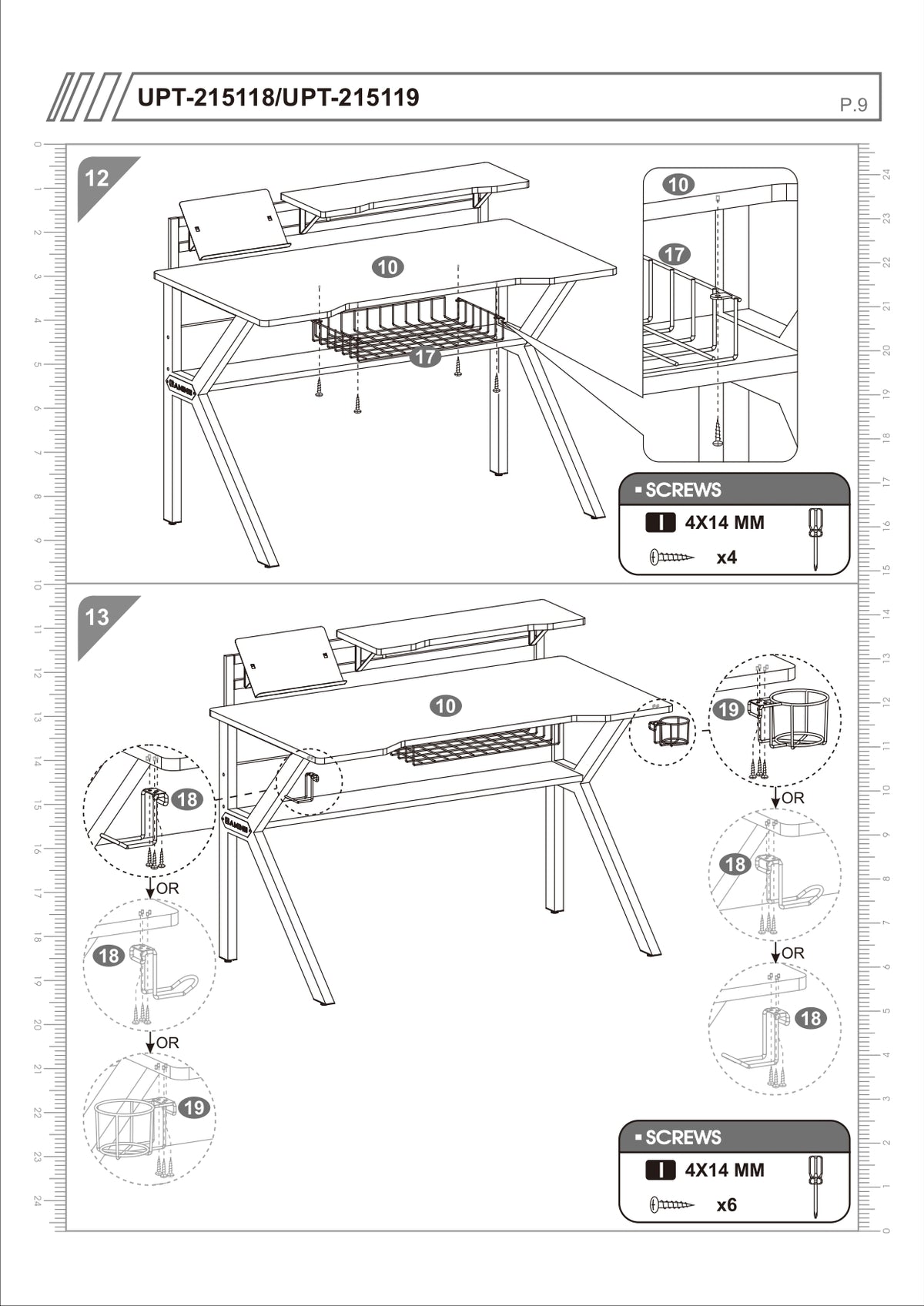 Liv PVC Coated Ergonomic Metal Frame Gaming Desk with K Shape Legs, Black- UPT-215119