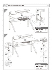 Liv PVC Coated Ergonomic Metal Frame Gaming Desk with K Shape Legs, Black- UPT-215119