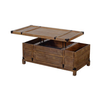 Rustic Single Drawer Mango Wood Coffee Table with Lift Top Storage & Compartments, Brown - UPT-215750