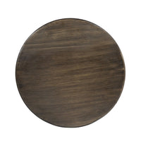 42 Inch Handcrafted Round Mango Wood Dining Table, Subtle Rivet Accents, Turned Pedestal Base, Dark Brown - UPT-215752