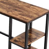 L Shape Wood and Metal Frame Computer Desk with 2 Shelves, Brown and Black - UPT-220582