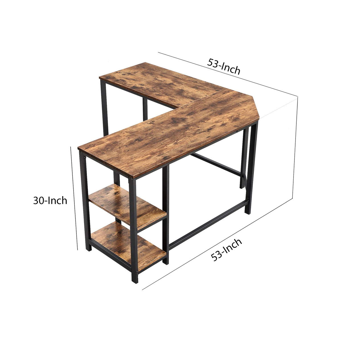 Wood And Metal Frame Computer Desk With 2 Shelves Brown/black - Benzara :  Target