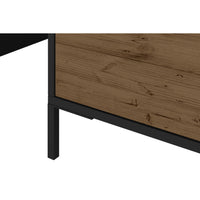 Wood and Metal Rectangular Accent Coffee Table with Drawer, Brown and Black - UPT-225264