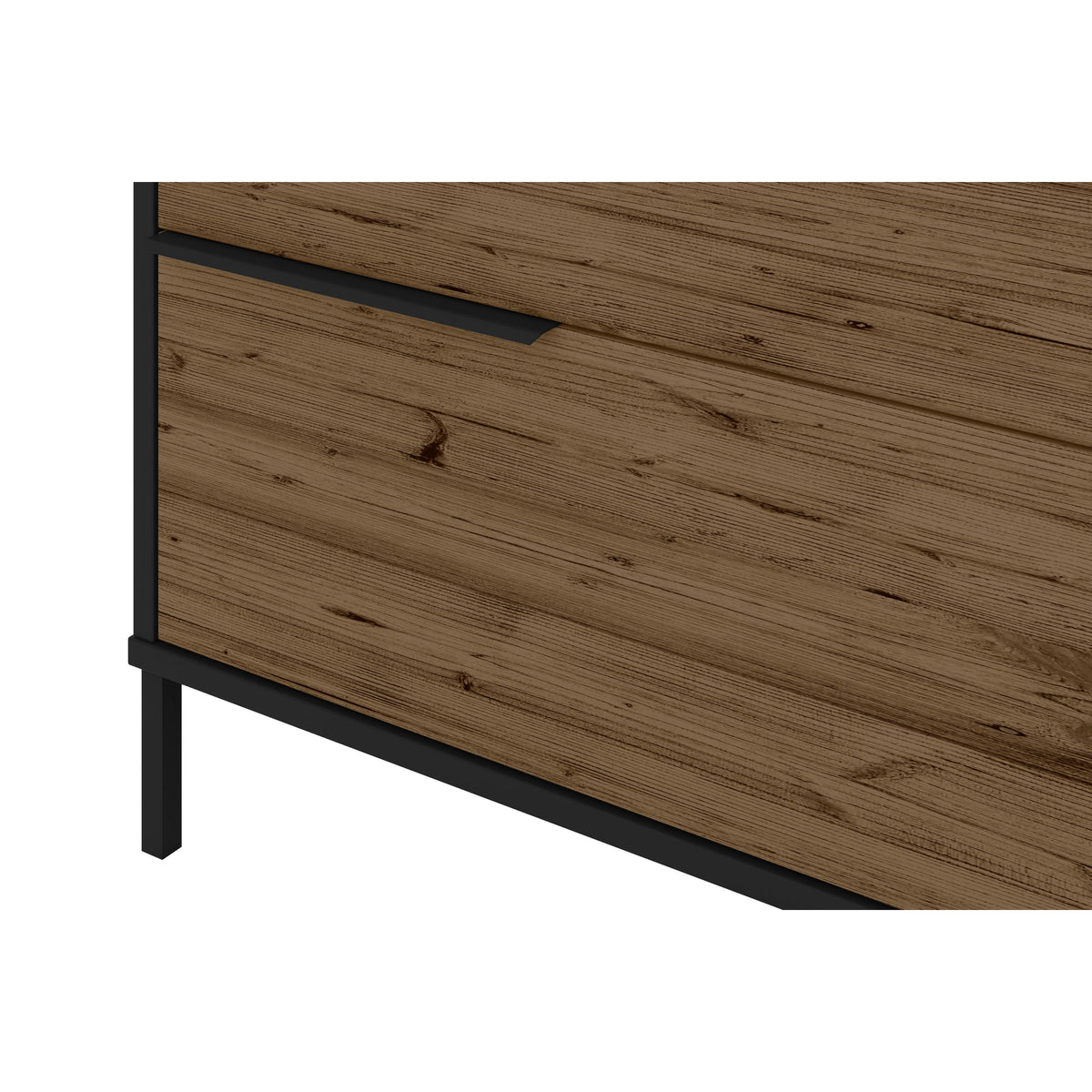 60 Inch Wood and Metal Entertainment TV Stand with 2 Drawers, Brown and Black - UPT-225265