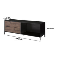 60 Inch Wood and Metal Entertainment TV Stand with 2 Drawers, Brown and Black - UPT-225265