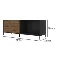 60 Inch Wood and Metal Entertainment TV Stand with 2 Drawers, Brown and Black - UPT-225265