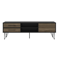 60 Inch Wood and Metal TV Entertainment Stand with 4 Drawers, Brown and Black - UPT-225266