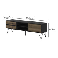 60 Inch Wood and Metal TV Entertainment Stand with 4 Drawers, Brown and Black - UPT-225266