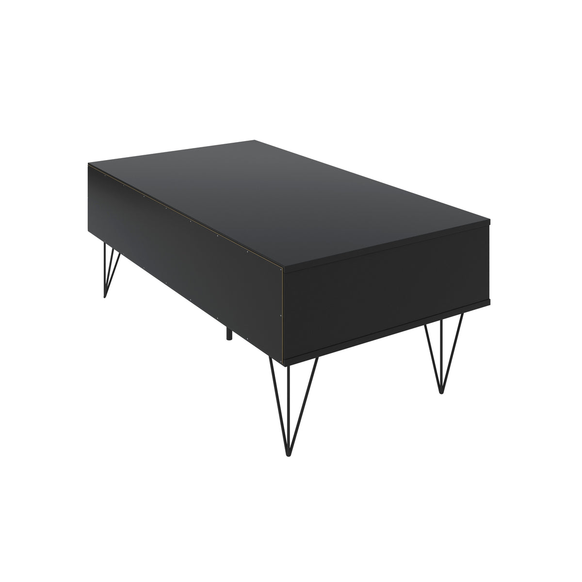 2 Removable Drawer Wooden Coffee Table With Hairpin Legs, Black and Brown - UPT-225267