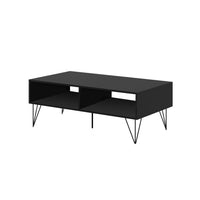 2 Removable Drawer Wooden Coffee Table With Hairpin Legs, Black and Brown - UPT-225267