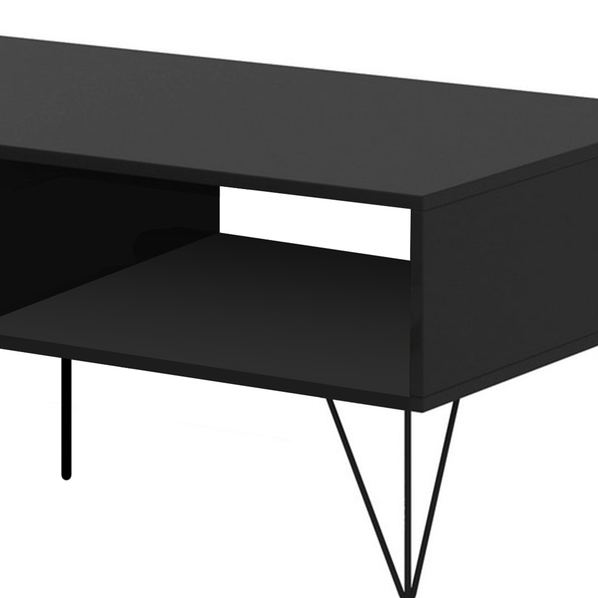 2 Removable Drawer Wooden Coffee Table With Hairpin Legs, Black and Brown - UPT-225267