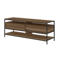 58 Inch Wood and Metal Entertainmnet TV Stand with 2 Drawers, Brown and Black - UPT-225269