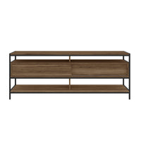 58 Inch Wood and Metal Entertainmnet TV Stand with 2 Drawers, Brown and Black - UPT-225269