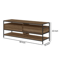 58 Inch Wood and Metal Entertainmnet TV Stand with 2 Drawers, Brown and Black - UPT-225269