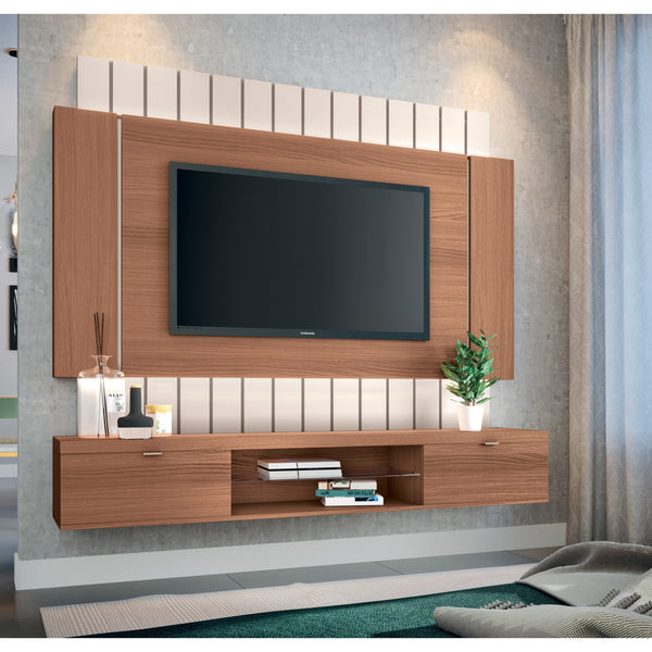 71 Inch Wall Mounted Entertainment TV Media Console Unit with Shelves, White - UPT-225284