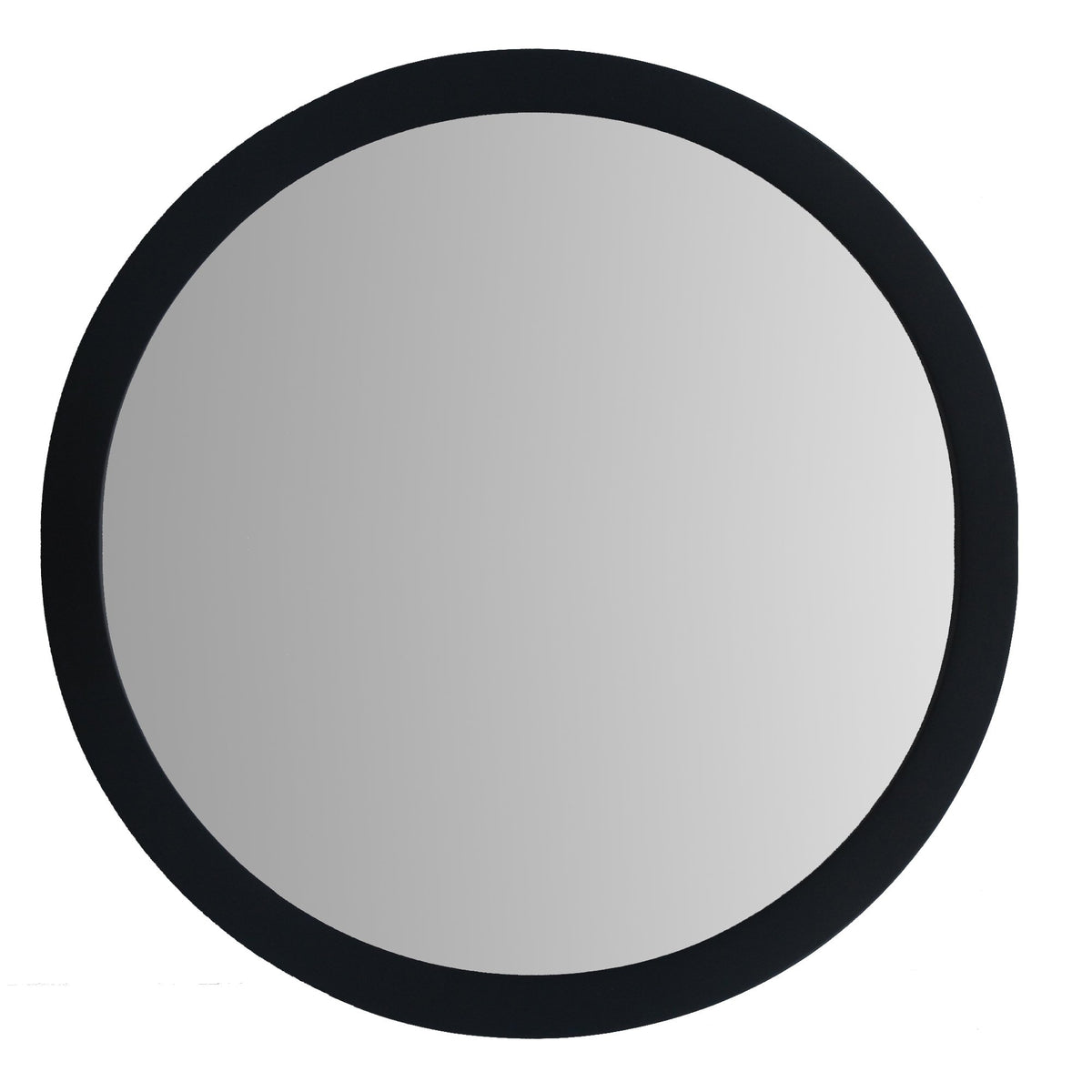 28 Inch Round Wooden Floating Beveled Wall Mirror, Black - UPT-226272