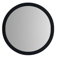 28 Inch Round Wooden Floating Beveled Wall Mirror, Black - UPT-226272