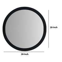 28 Inch Round Wooden Floating Beveled Wall Mirror, Black - UPT-226272