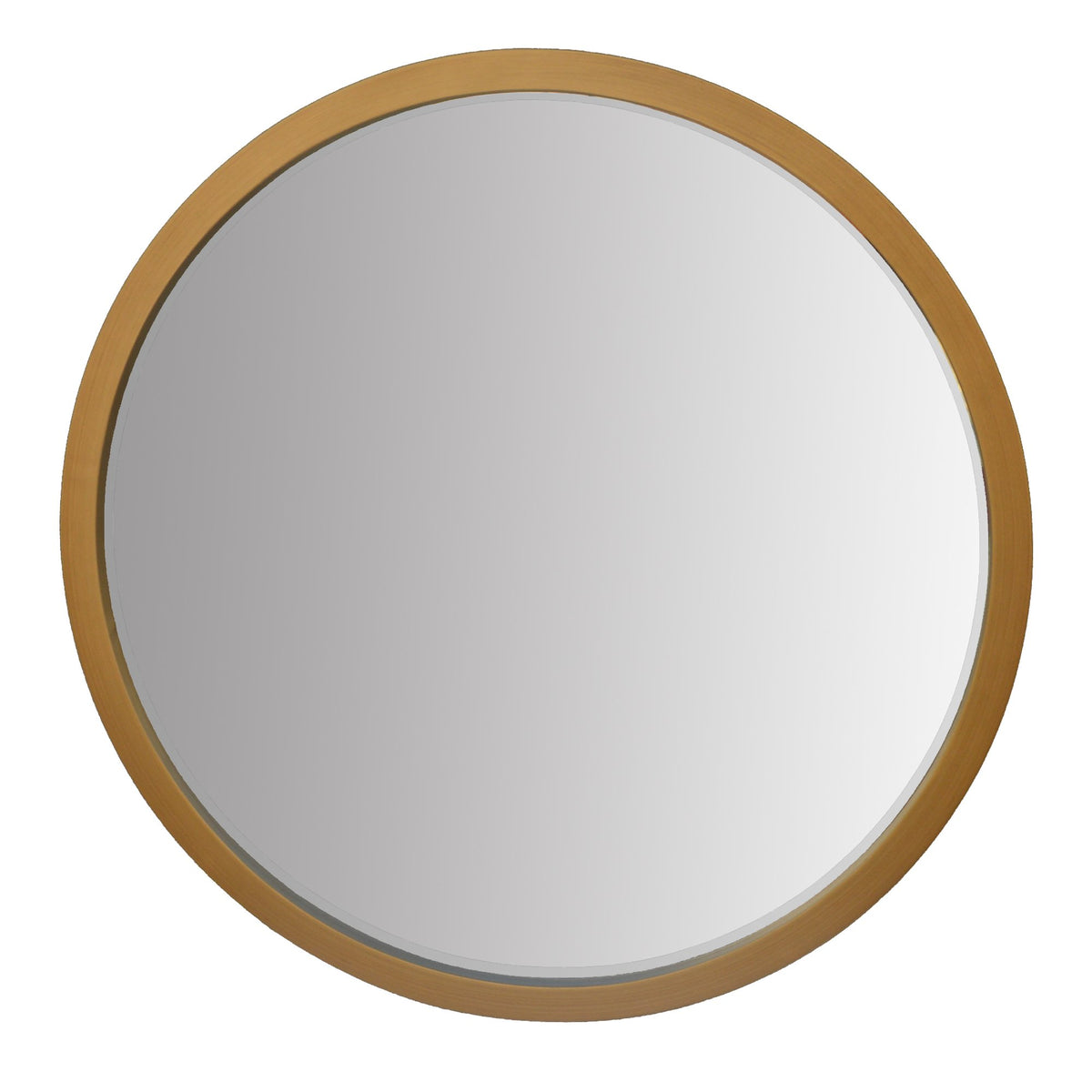 32 Inch Round Wooden Frame Floating Wall Beveled Mirror, Brown - UPT-226275