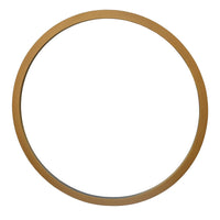 32 Inch Round Wooden Frame Floating Wall Beveled Mirror, Brown - UPT-226275