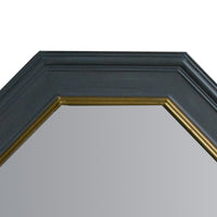 32 Inch Octagonal Shape Wooden Floating Frame Flat Wall Mirror, Gray - UPT-226280