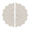 48 inch Half Moon Hand Carved Floral Mango Wood Wall Panel Decor, Antique White - UPT-226284