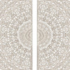 48 inch Half Moon Hand Carved Floral Mango Wood Wall Panel Decor, Antique White - UPT-226284