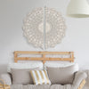 48 inch Half Moon Hand Carved Floral Mango Wood Wall Panel Decor, Antique White - UPT-226284