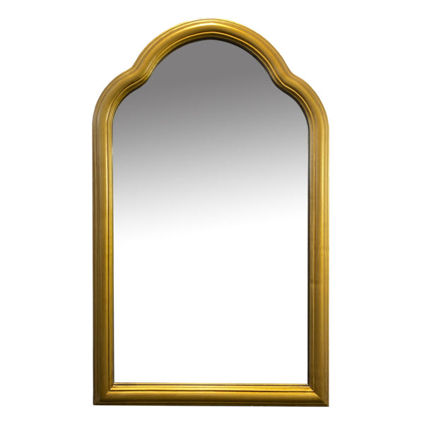 Arched Top Handcrafted Metal Encased Accent Wall Mirror, Antique Gold - UPT-228540