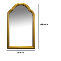 Arched Top Handcrafted Metal Encased Accent Wall Mirror, Antique Gold - UPT-228540