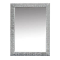 Wood Encased Wall Mirror with Striped Motif Edges and Shimmering Leaf, Gray - UPT-228542