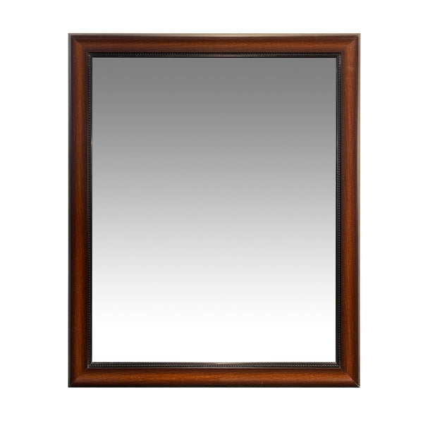 Molded Polystyrene Frame Wall Mirror with Beaded Details, Cherry Brown - UPT-228545