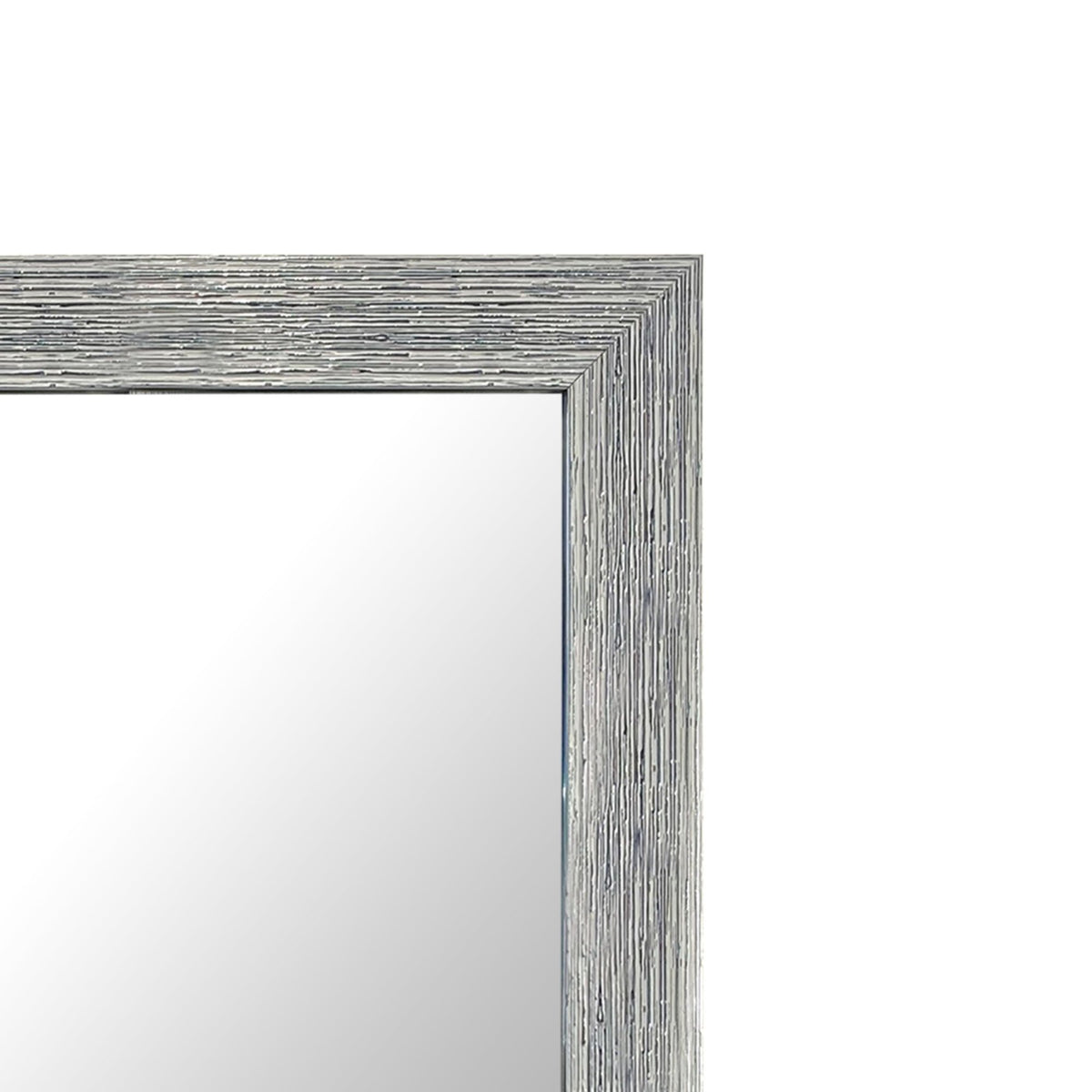 Rectangular Polystyrene Encased Wall Mirror with Textured Details, Chrome - UPT-228546