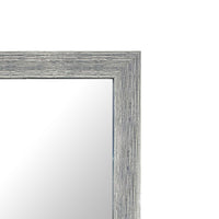 Rectangular Polystyrene Encased Wall Mirror with Textured Details, Chrome - UPT-228546