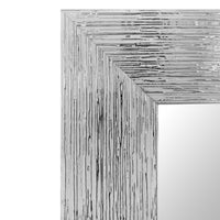 Rectangular Polystyrene Encased Wall Mirror with Textured Details, Chrome - UPT-228546